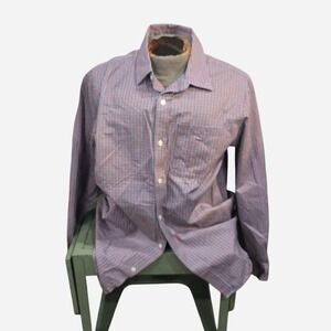 duluth trading co wrinkle fighter long sleeve button up shirt  blue/red in LARGE